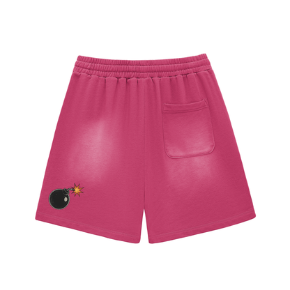 Sun Fade Raw Edge Cotton Shorts