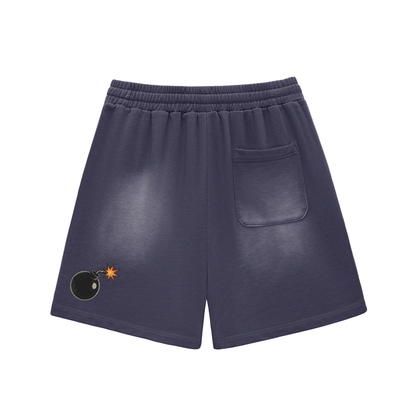 Sun Fade Raw Edge Cotton Shorts