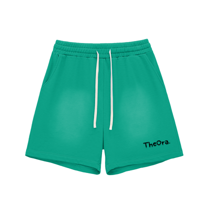Sun Fade Raw Edge Cotton Shorts