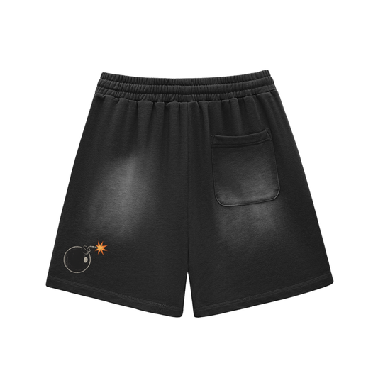 Sun Fade Raw Edge Cotton Shorts