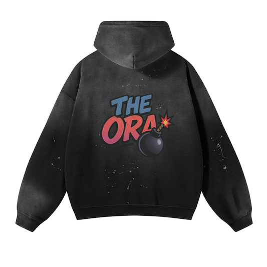 Vintage Wash Frayed Fleece Hoodie