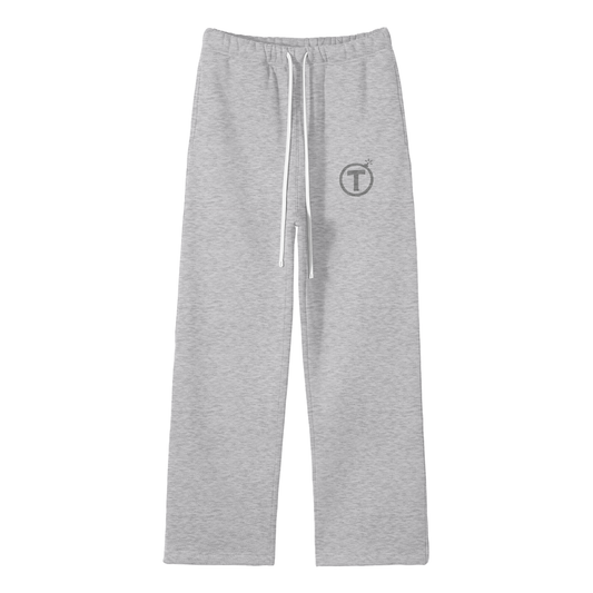 Streetwear Unisex Solid Color Fleece Straight Leg Pants